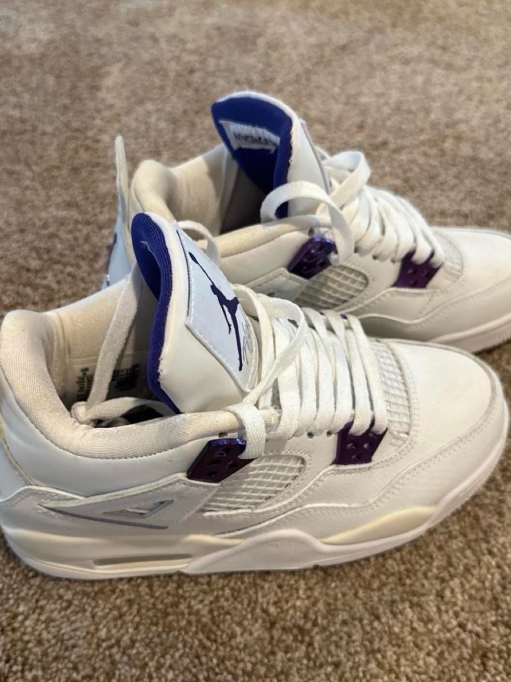Nike Air Jordan 4 Retro Kids' White and Purple Sneakers size 6y